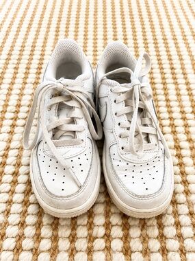Nike Air Force 1 Low Sneakers White Leather Kids Size 10.5C Youth Shoes